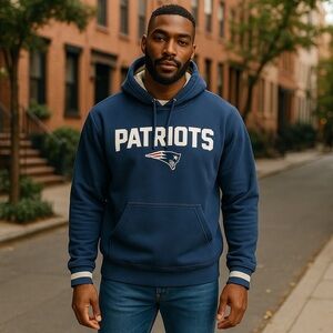 Majestic Patriots Blue Sweatshirt Hoodie Size Medium NFL